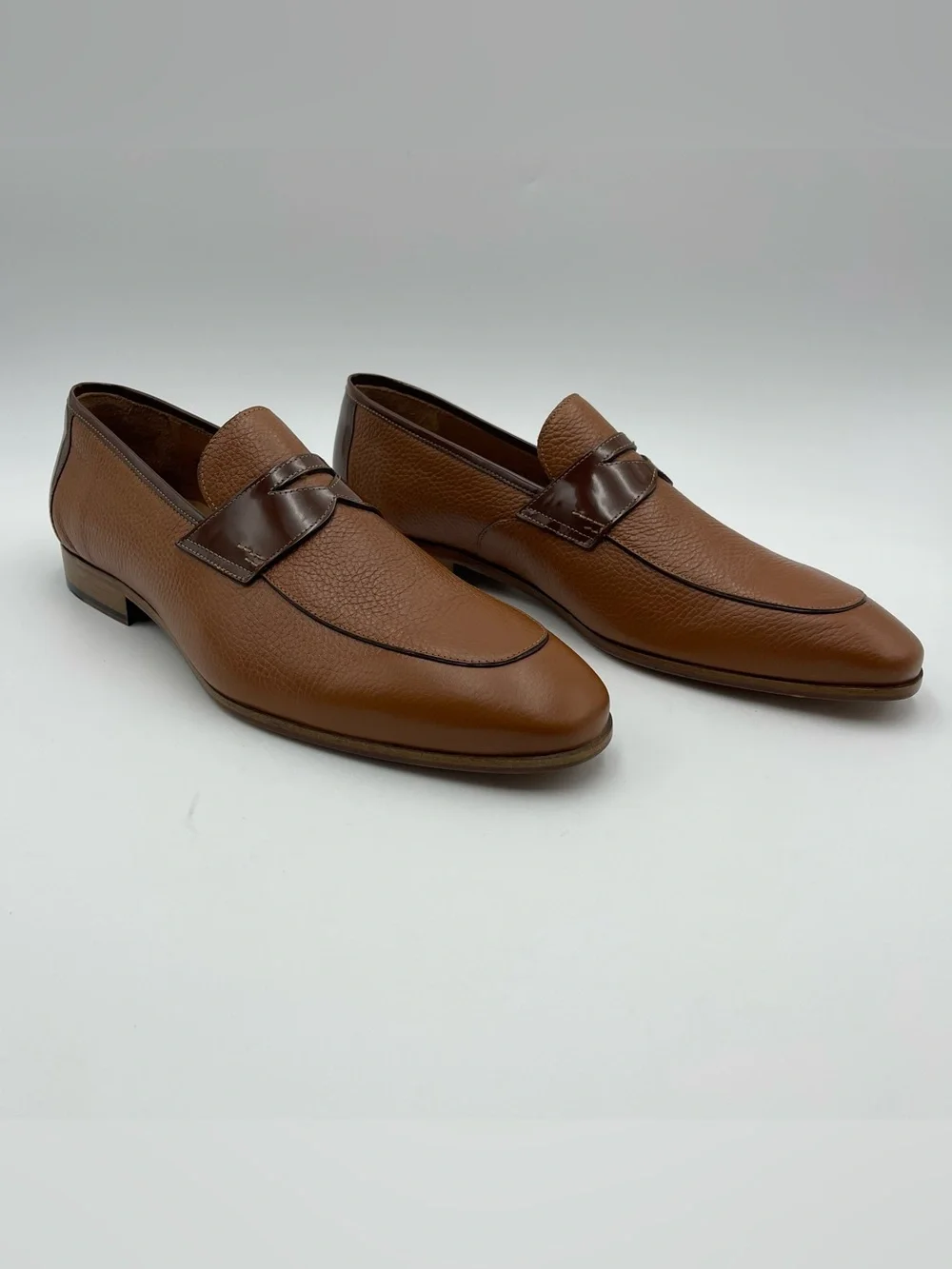 Mezlan SZ 14M Camel Tonal Contrast Pebble Leather Classic Penny Loafer-MSRP $425